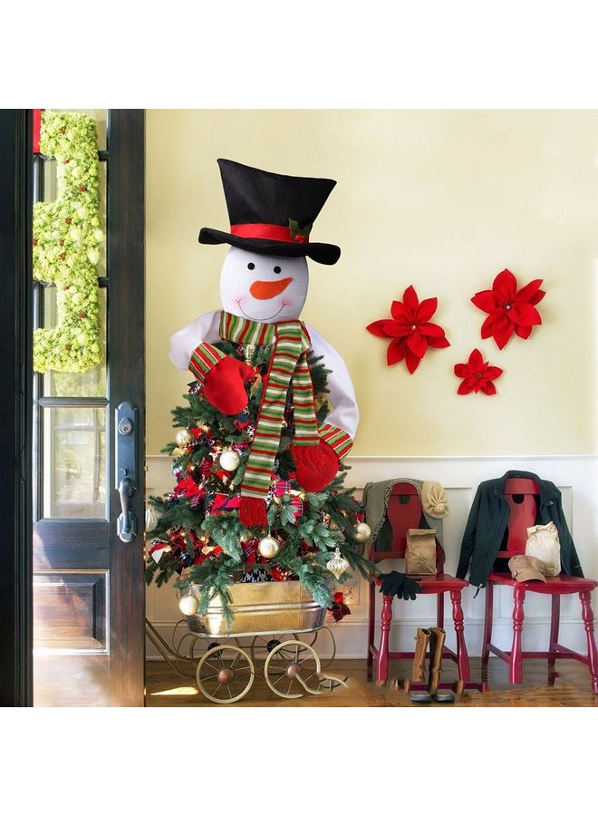 زينة لشجرة الكريسماس بتصميم رجل ثلج ونجمة متعدد الألوان 28x23x5سم - Image 2