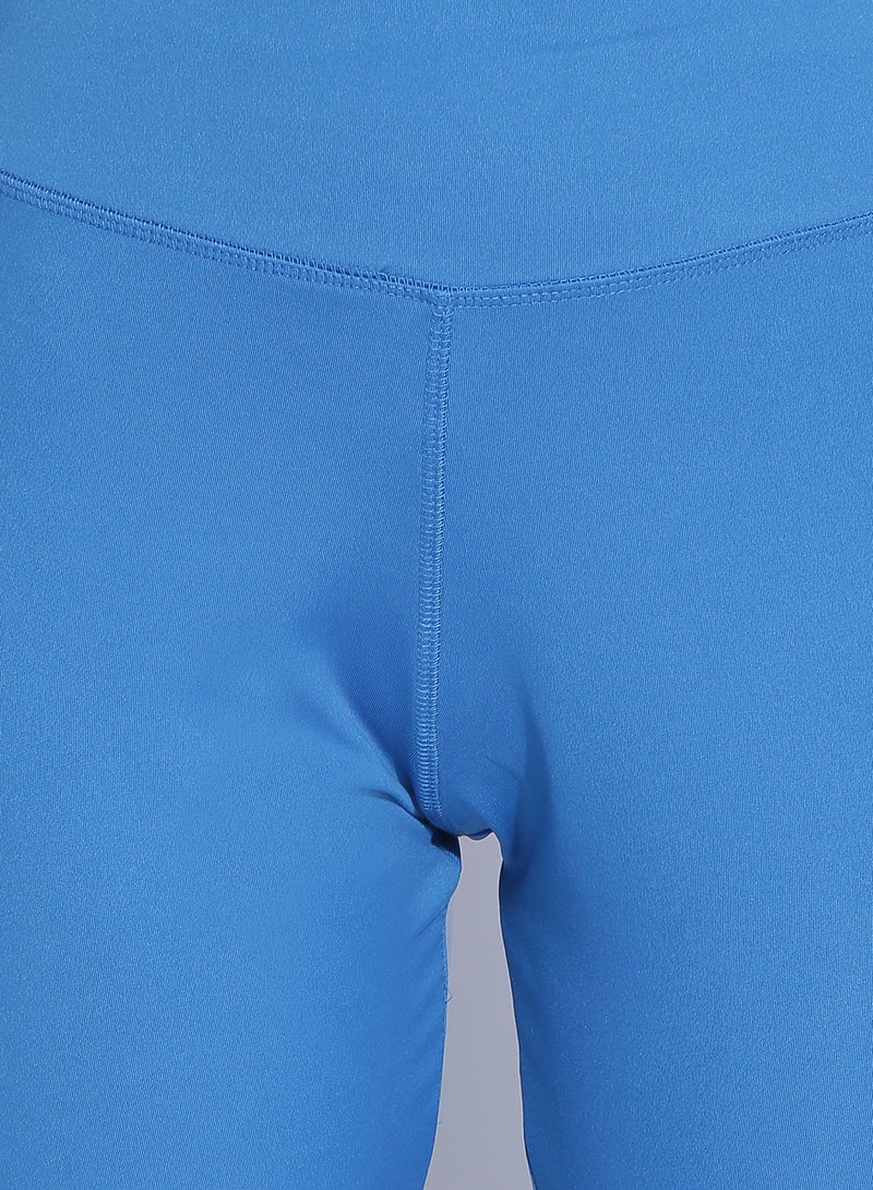 Athletiq - Women's Mid Rise Sports Training Workout Stretch Leggings With Elastic Waist Blue - Image 1
