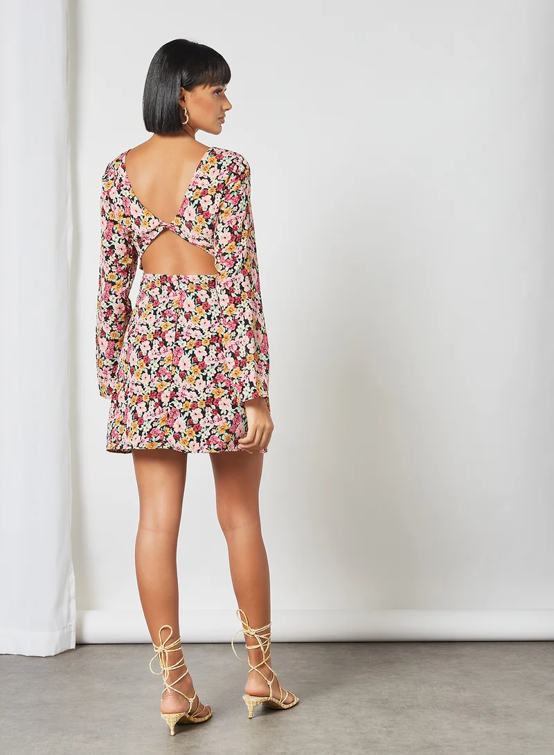 Fashion Union Gwynne Floral Print Dress Multicolour
