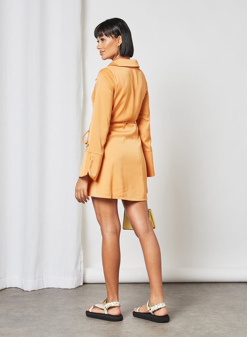Fashion Union - Melinda Wrap Dress Orange - Image 1