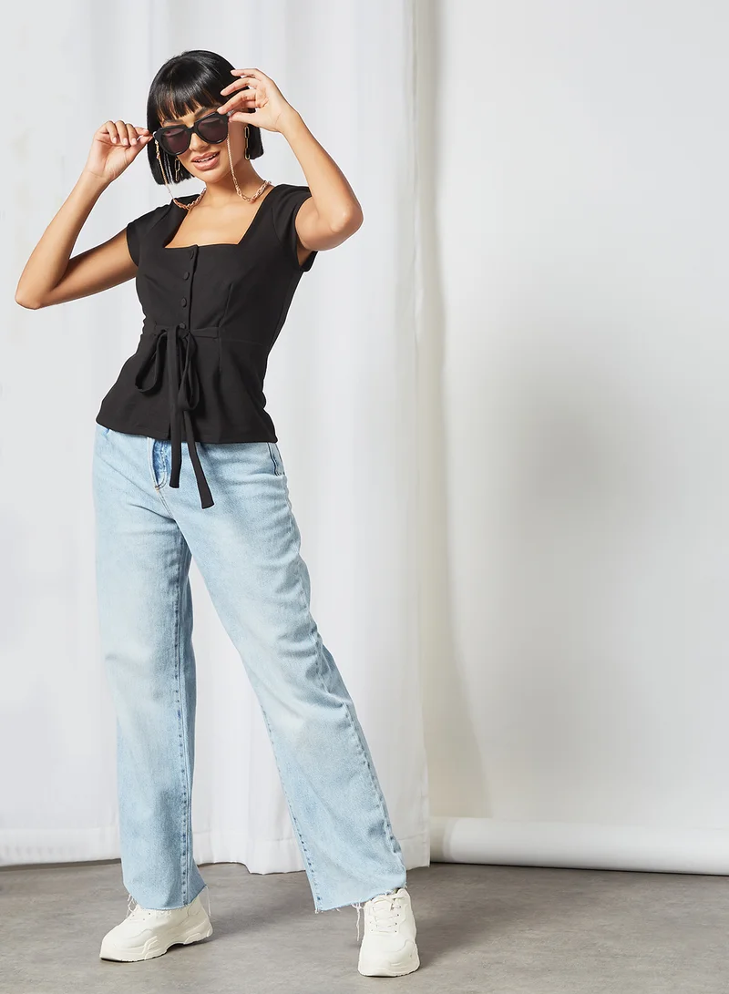 Fashion Union Adena Tie-Waist Blouse