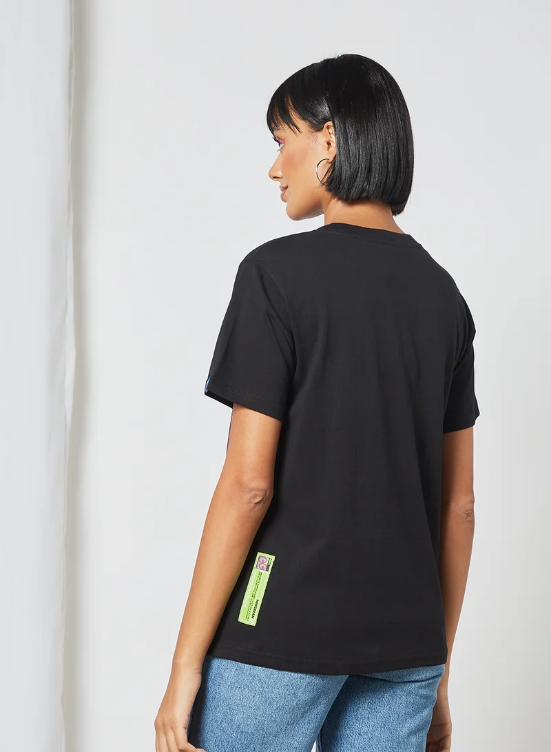 Mini Cream Logo Detail T-Shirt Black