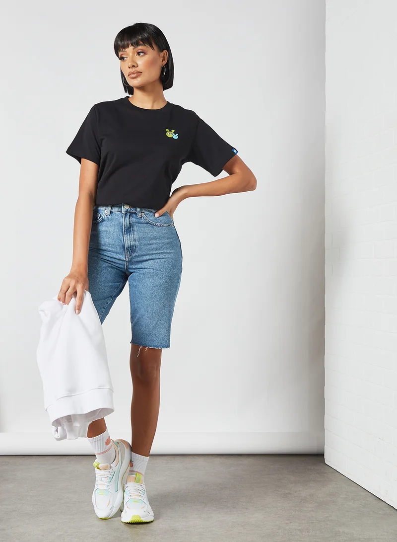 Mini Cream Logo Detail T-Shirt Black