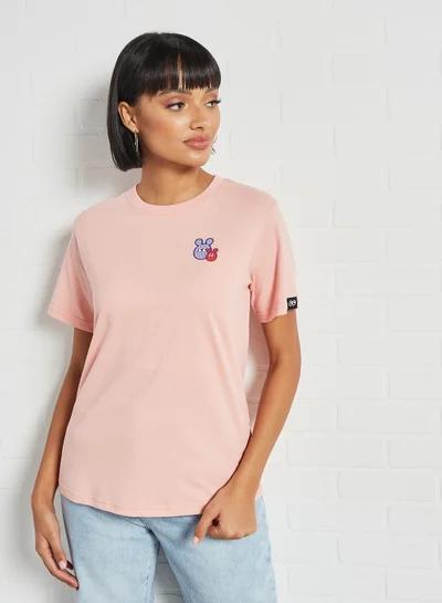 Mini Cream Logo Detail T-Shirt Pink