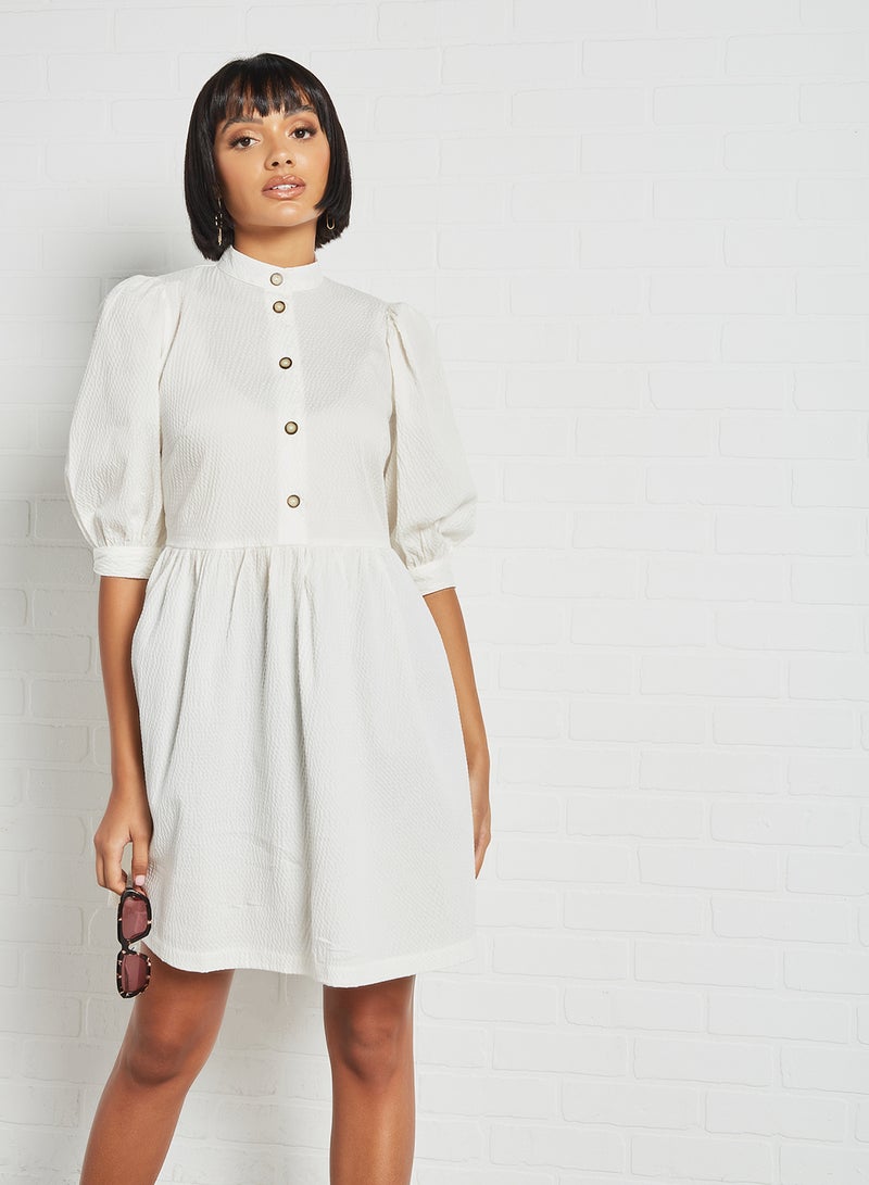 Closet London Puff Sleeve Mini Dress Ivory  - Image 1