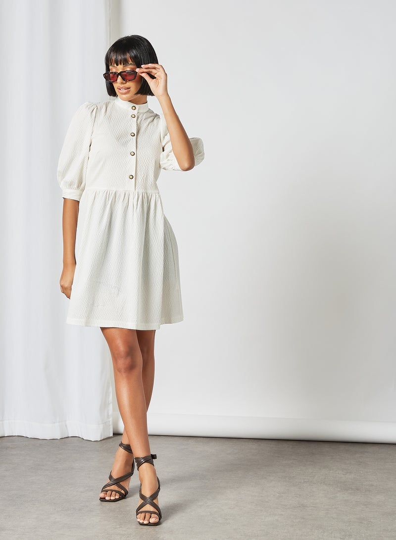 Closet London Puff Sleeve Mini Dress Ivory  - Image 2