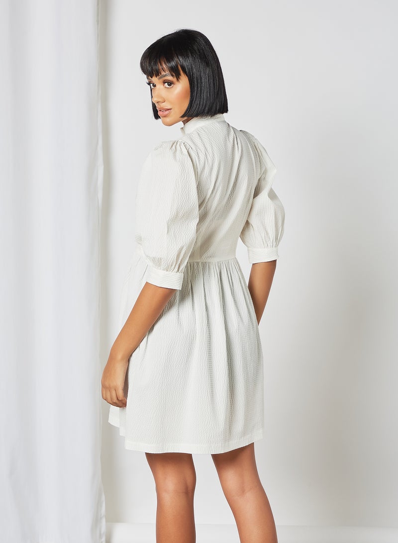 Closet London Puff Sleeve Mini Dress Ivory  - Image 3