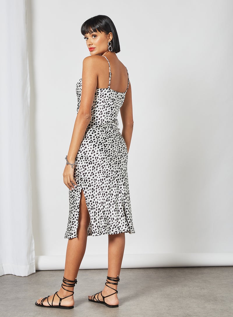 Closet London - Animal Print Midi Dress Ivory - Image 1