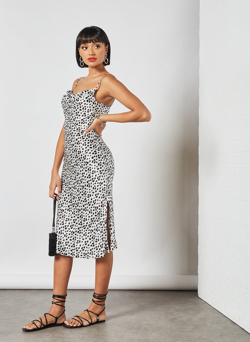 Closet London - Animal Print Midi Dress Ivory - Image 1