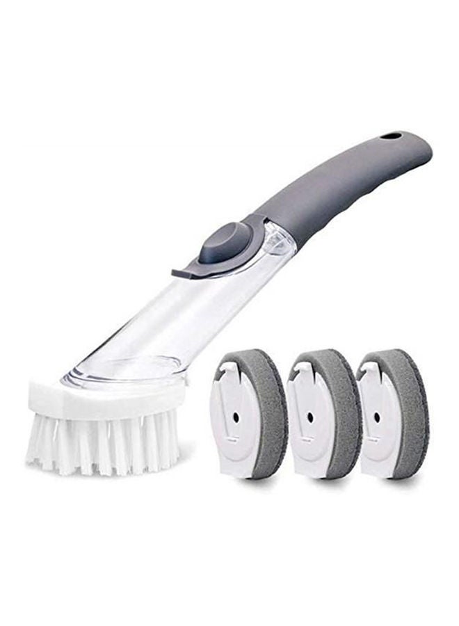 Generic - Dish Brush with Soap Dispenser Cleaning Scrub Brush with Long Handle, Kitchen Sink Brushes for Kitchen Grill Bowl Pot Pan Scrubbier with 3 Free Replacement Sponge Heads Multicolour - Image 1
