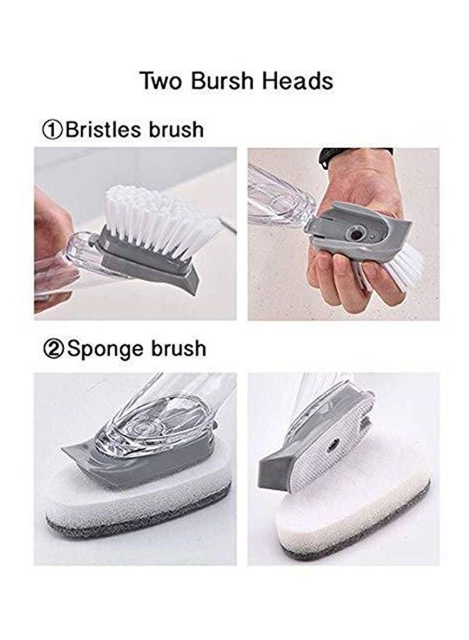 Generic - Dish Brush with Soap Dispenser Cleaning Scrub Brush with Long Handle, Kitchen Sink Brushes for Kitchen Grill Bowl Pot Pan Scrubbier with 3 Free Replacement Sponge Heads Multicolour - Image 1