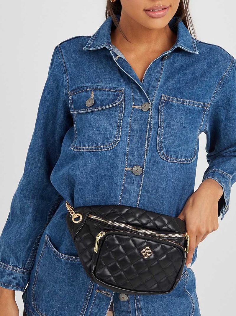 Closet By Styli Chain Strap Quilted Bumbag Black - Image 2