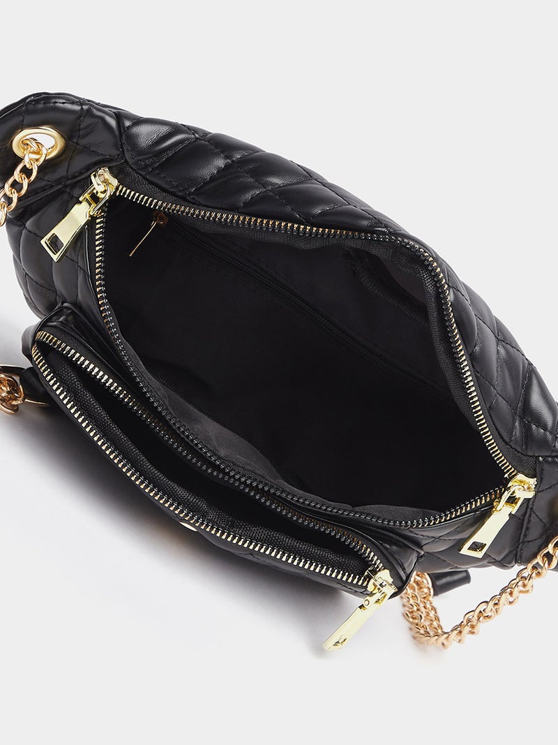Closet By Styli Chain Strap Quilted Bumbag Black - Image 4