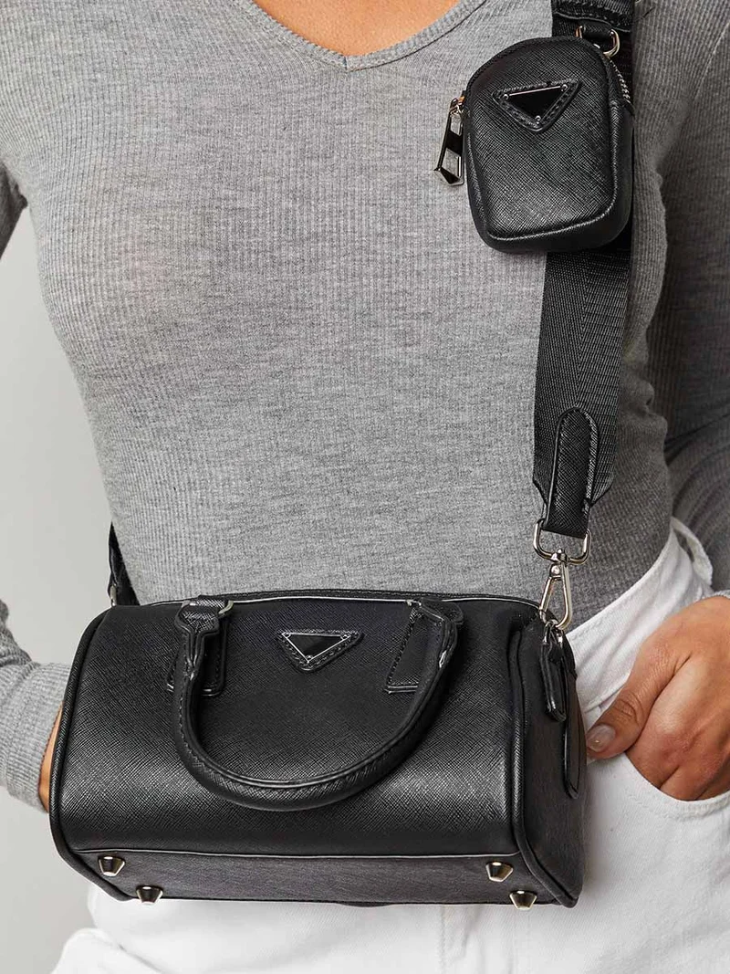 Closet By Styli Duffle Handbag With Mini Purse Black