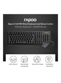 Rapoo X120 PRO Wired Keyboard And Mouse Black  - Image 4