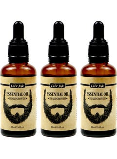 3-Piece Natural Oraganic Beard Growth Essential Oil Brown 68ml