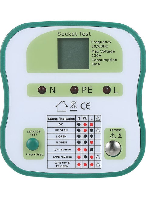 Multifunctional Smart Socket Tester with LCD Display Multicolour