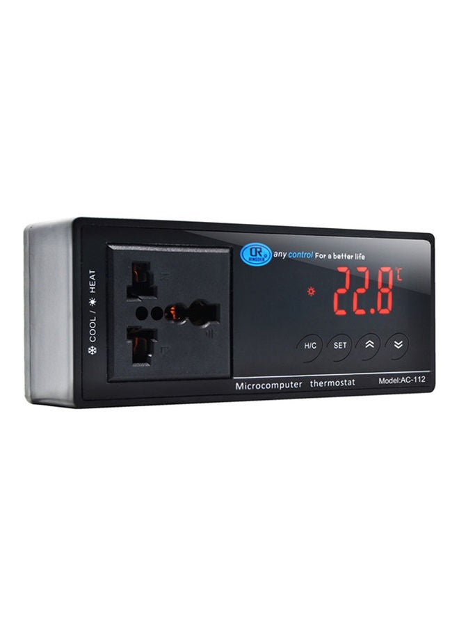 جهاز تحكم في درجة الحرارة بشاشة LCD أسود  - Image 3
