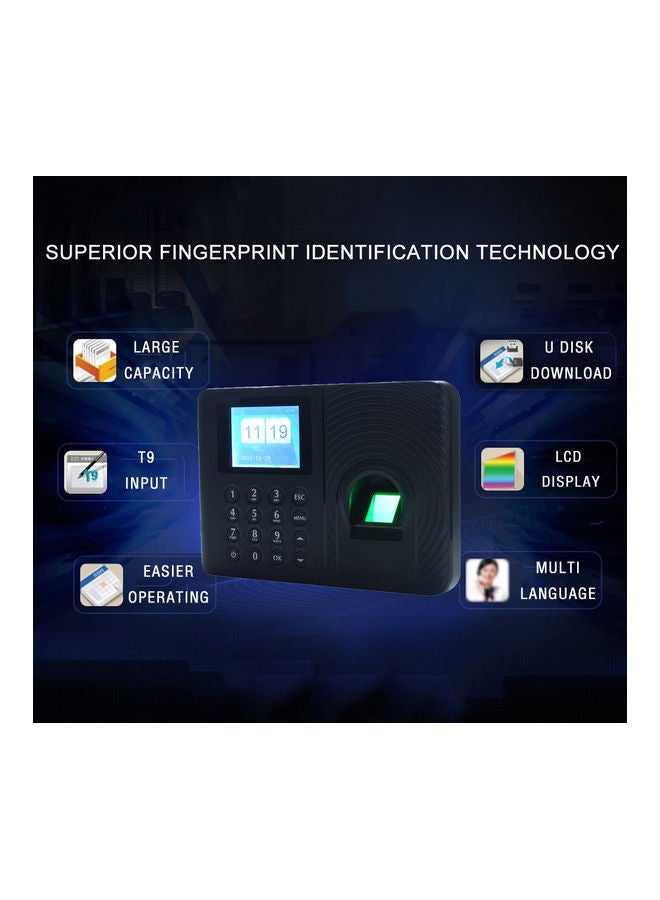 Generic Intelligent Biometric Attendance Machine Black  - Image 2