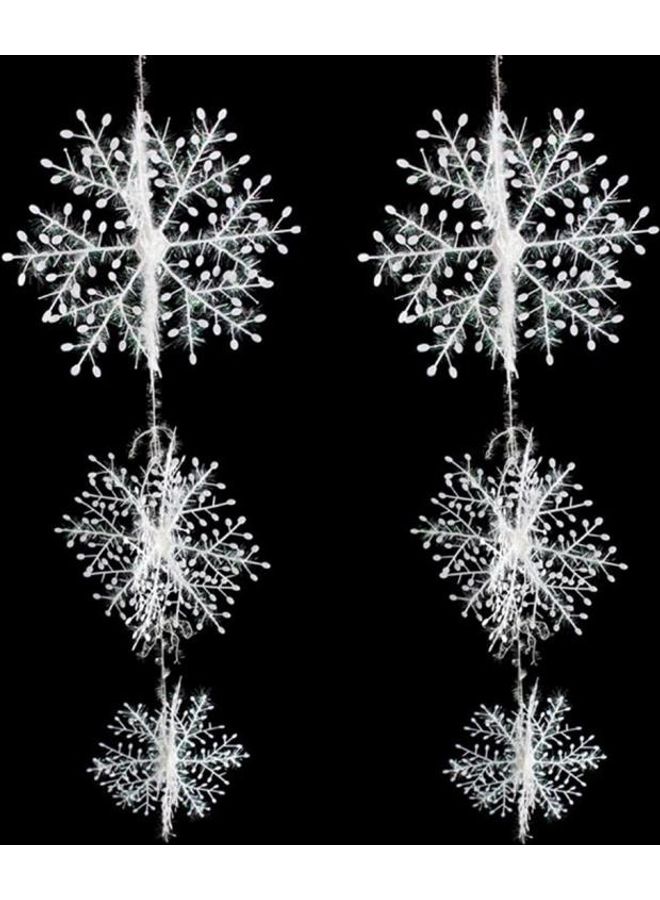 بي جي إم طقم زينة بلاستيكي ثلاثي الأبعاد على شكل ندفة ثلج أبيض - Image 1