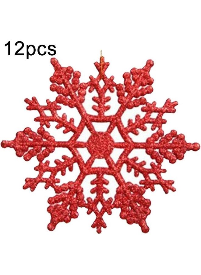 BGM Pack Of 12 Decoraive Acrylic Snowflakes Red 10cm - Image 1