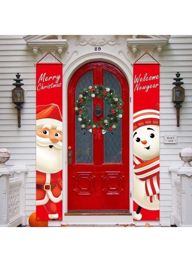 بي جي إم زِينة للتعليق على الباب بتصميم سانتا ورجل الثلج أحمر/ أبيض/ أسود - Image 2