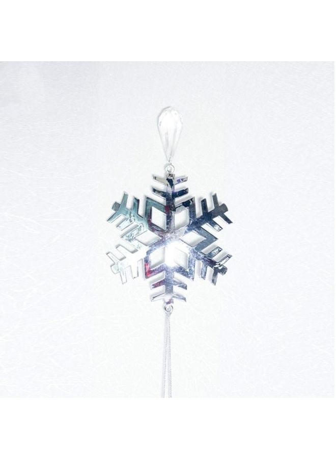 بي جي إم طقم قطعتين زينة للزينة بتصميم ندفة ثلج فضي/أبيض - Image 1