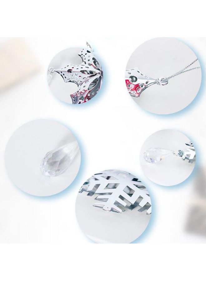 بي جي إم طقم قطعتين زينة للزينة بتصميم ندفة ثلج فضي/أبيض - Image 2