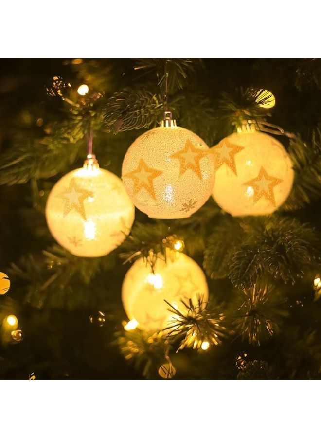 بي جي إم طقم دلايات زينة على شكل كرة متوهجة لشجرة الكريسماس مكون من قطعتين أصفر - Image 1