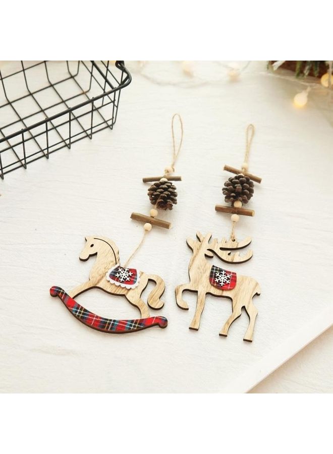BGM 5-Piece Decorative Horse Pendant Beige/Red  - Image 5