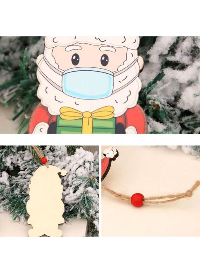 BGM 7-Piece Wooden Santa Pendant Multicolour - Image 2