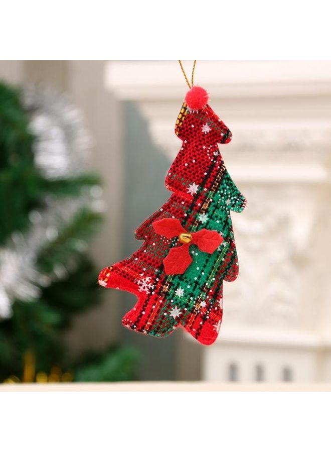 بي جي إم مجموعة دلايات على شكل شجرة مكونة من 12 قطعة أحمر/ أخضر/ أبيض 6.5x12سم - Image 1