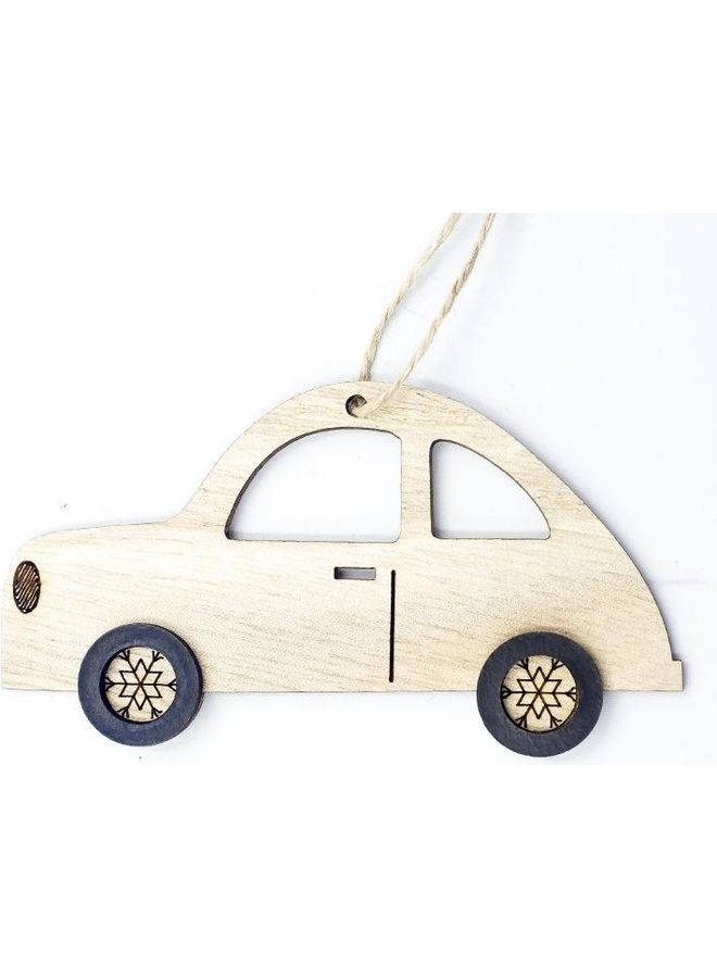 BGM 2-Piece Christmas Wooden Car Decorative Pendant Set Beige 
