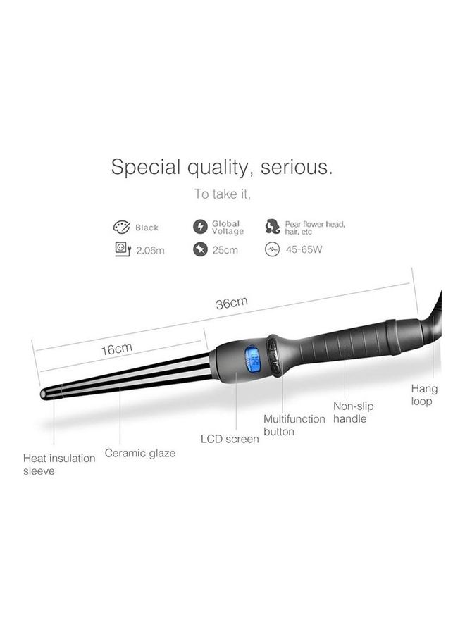 BGM LCD Conical Curling Iron Single Tube Ceramic Glaze Pear Flower Cone Multicolour - Image 3