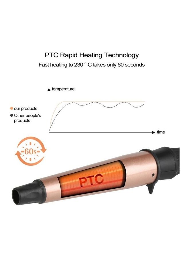 بي جي إم جهاز تجعيد الشعر السيراميكي المخروطي مع قفازات مقاومة للحرارة ذهبي وردي - Image 5