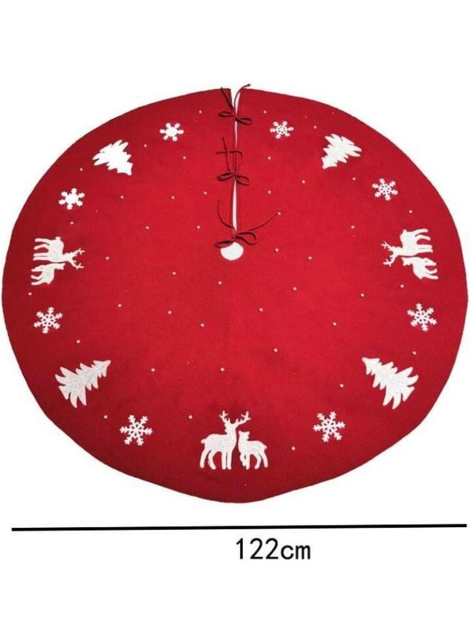 BGM Beaded Decorative Tree Skirt Red/White 122cm - Image 1