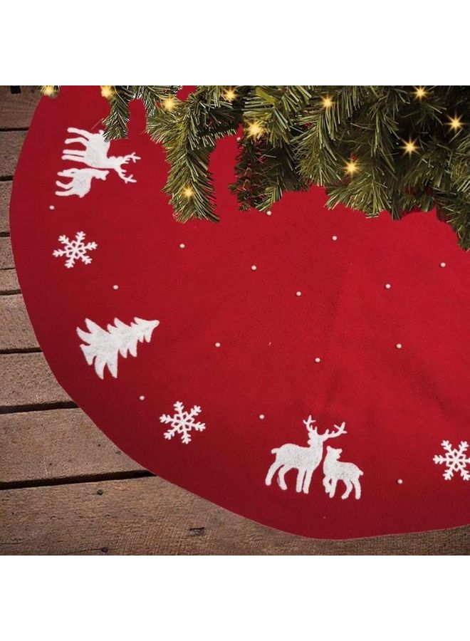 BGM Beaded Decorative Tree Skirt Red/White 122cm - Image 3