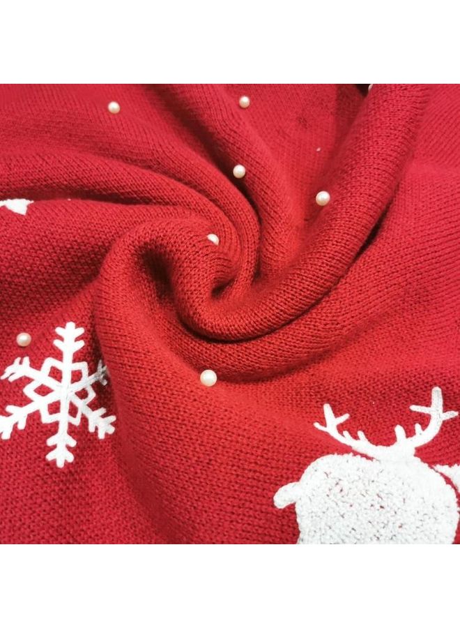 BGM Beaded Decorative Tree Skirt Red/White 122cm - Image 4