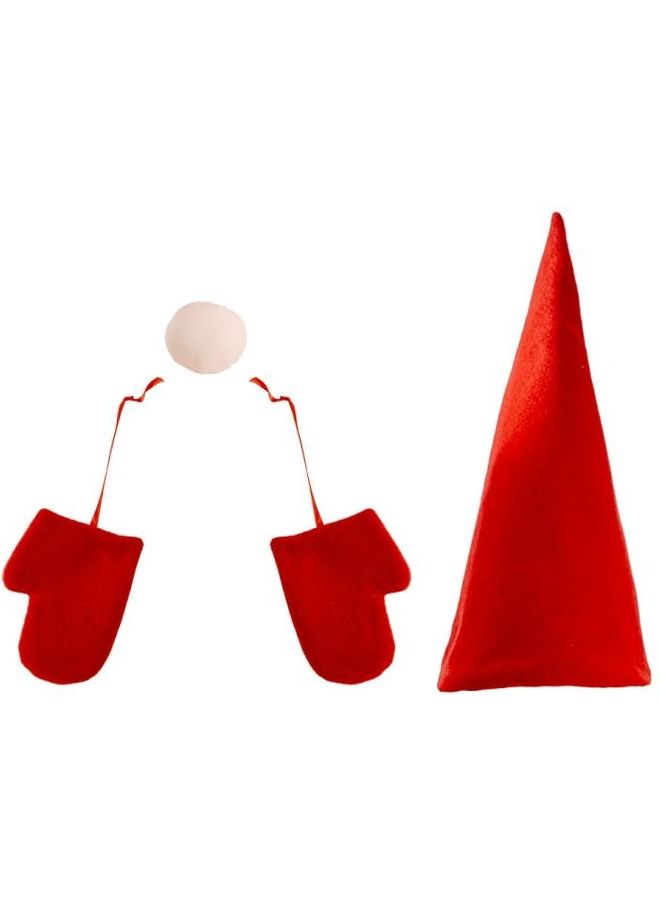 بي جي إم قبعة مع أنف وقفازات لتزيين الشجرة . أحمر/ بيج - Image 1