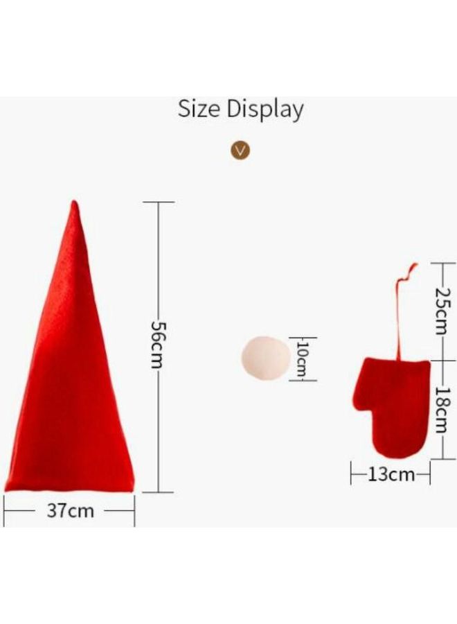 بي جي إم قبعة مع أنف وقفازات لتزيين الشجرة . أحمر/ بيج - Image 2