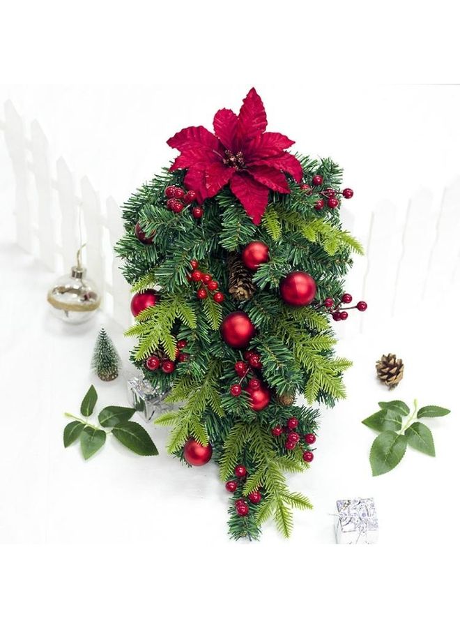 بي جي إم زينة بتصميم مخروط الصنوبر من الخيزران أحمر/أخضر