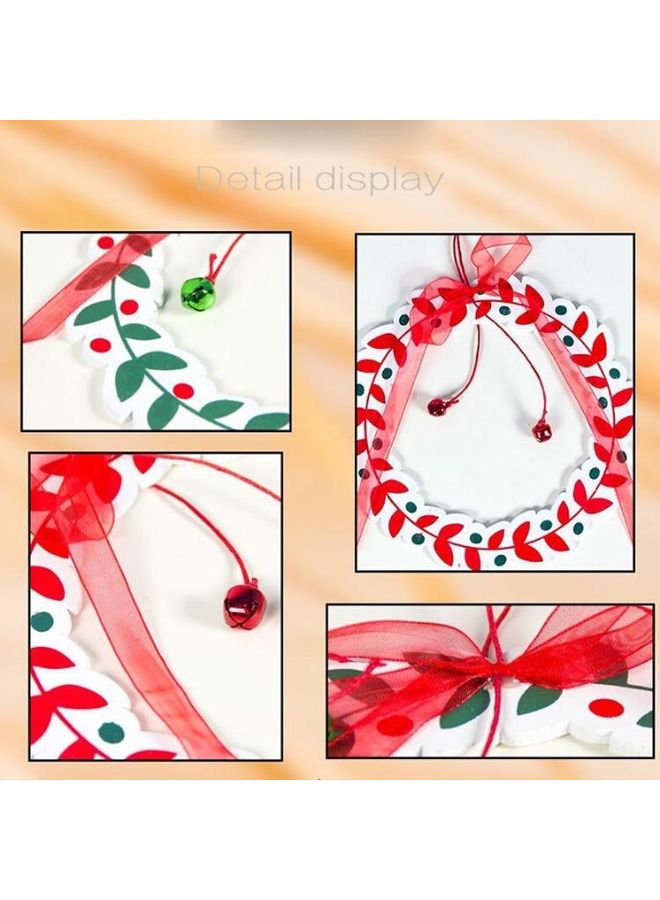 بي جي إم طقم أجراس بتصميم إكليل من الخشب من قطعتين أحمر/ أبيض/ أخضر - Image 2