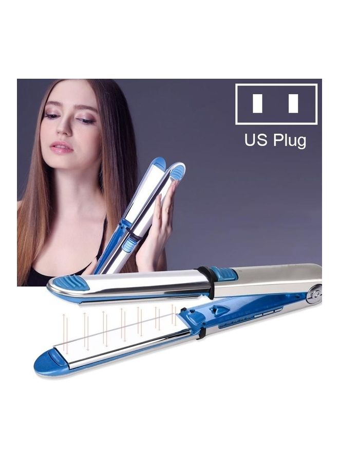 BGM 2 in 1 Titanium Hair Straighter Curler Iron Blue - Image 1