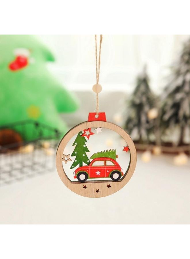 BGM 5-Piece Christmas Tree Wooden Round Pendant Set Multicolour - Image 1