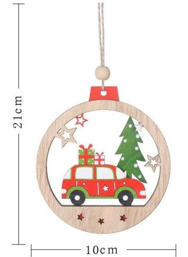 BGM 5-Piece Christmas Tree Wooden Round Pendant Set Multicolour - Image 3