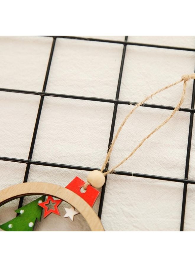 BGM 5-Piece Christmas Tree Wooden Round Pendant Set Multicolour - Image 4
