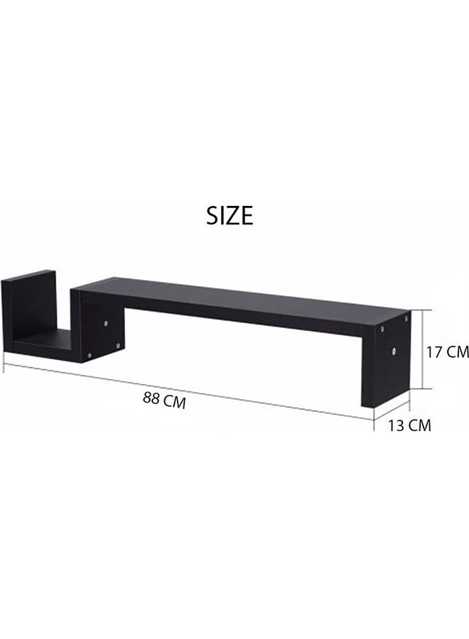 MODERN HOME Solid Wood Wall Mounted Floating Shelves For Books And Accessories Black 88x17x13cm  - Image 5