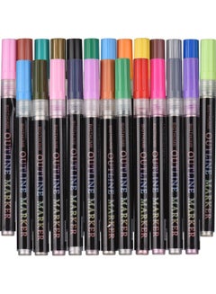24-Colors Outline Markers Double Line Marker Paint Pens Set Multicolor