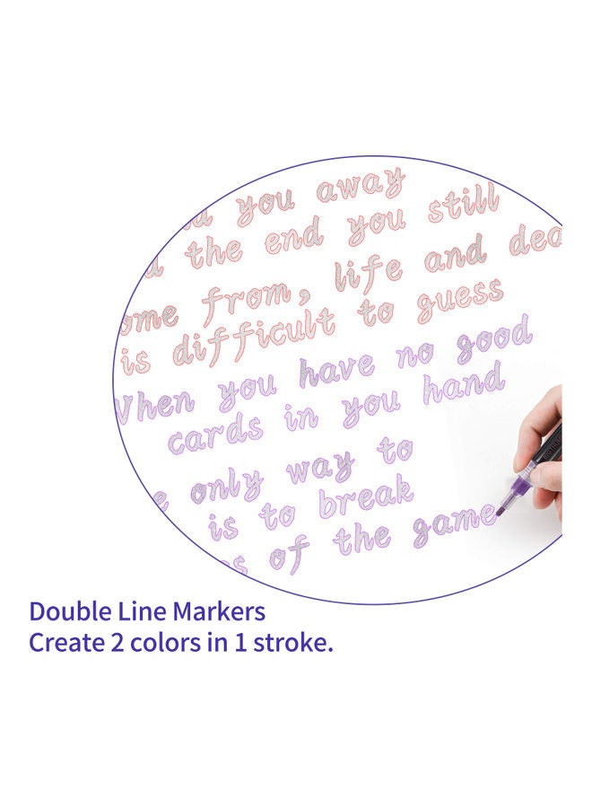 Generic - 24-Colors Outline Markers Double Line Marker Paint Pens Set Multicolor - Image 1