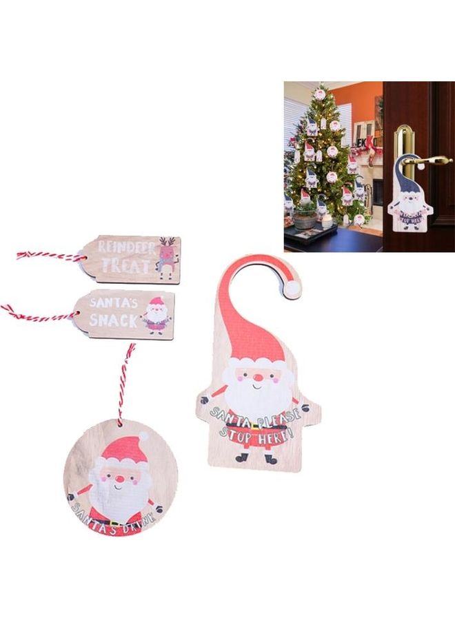 BGM Pack Of 2 Wooden Door Hanging Ornaments Red/White/Beige - Image 1